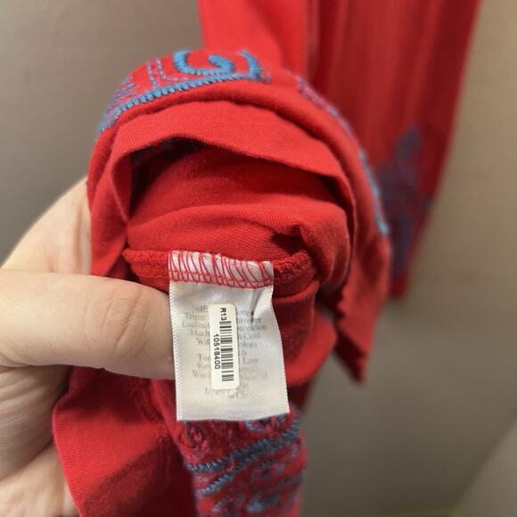 Johnny Was Dress Sz M Embroidered Boho Ruched Knot Babydoll Fairy MIDI Y2K Style - Picture 9 of 10